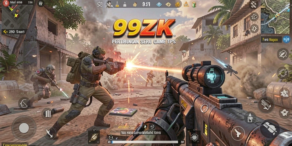 Screenshot gameplay 99ZK menunjukkan aksi tempur yang intens dan mendebarkan.