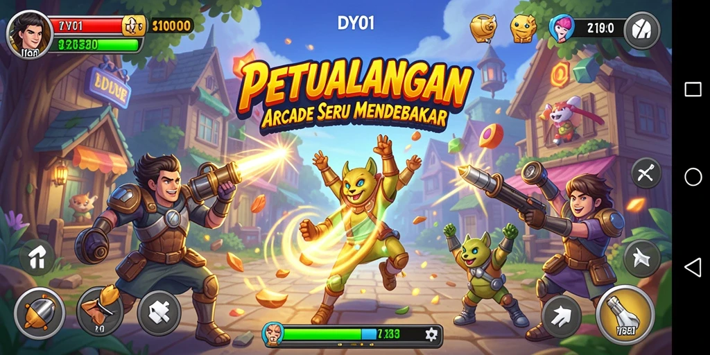 Gameplay DY01 yang penuh aksi dan tantangan arcade.