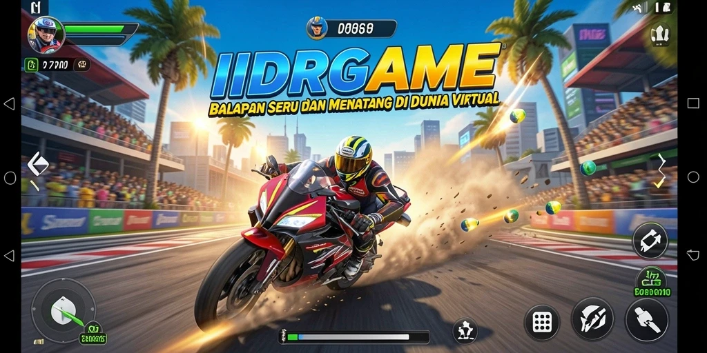 Screenshot gameplay IDRGAME menunjukkan aksi balapan seru dan menegangkan.