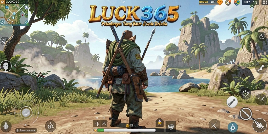 Screenshot gameplay LUCK365 yang menampilkan petualangan di dunia terbuka.