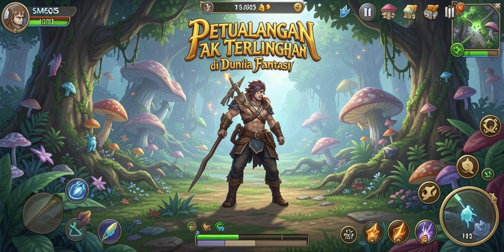 Tangkapan layar game SM605 yang menunjukkan aksi seru dalam petualangan.