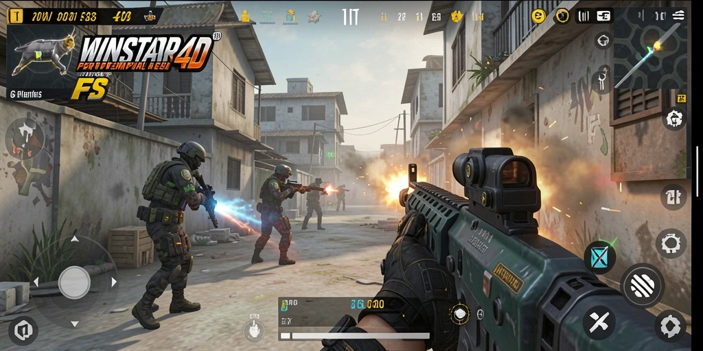 Gambar menangkap aksi intens dalam gameplay WINSTAR4D yang mendebarkan.