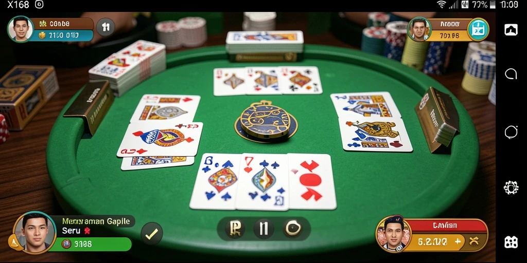 Gambaran tangkapan layar utama X168 menampilkan gameplay Gaple yang mengasyikkan.
